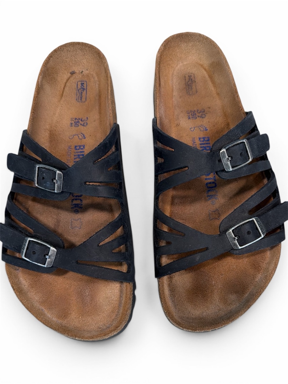 Birkenstock Granada Soft FootbedBlack Multi-Strap Buckle Sandals EU size 39